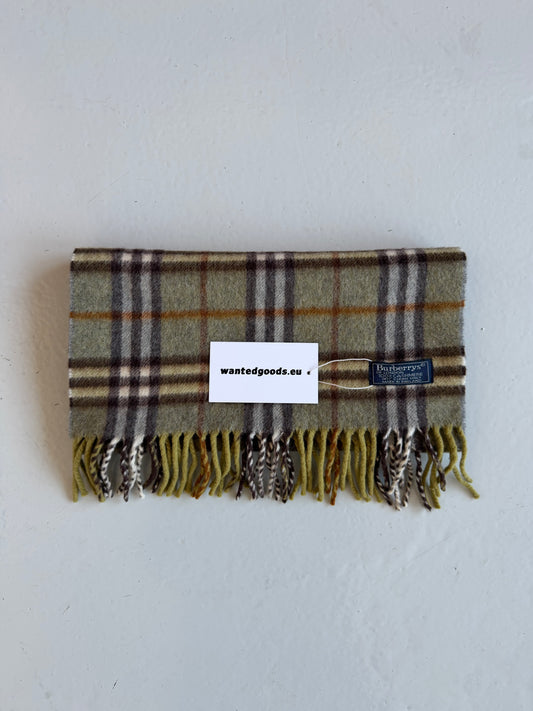 Vintage Burberry sage green nova check cashmere scarf