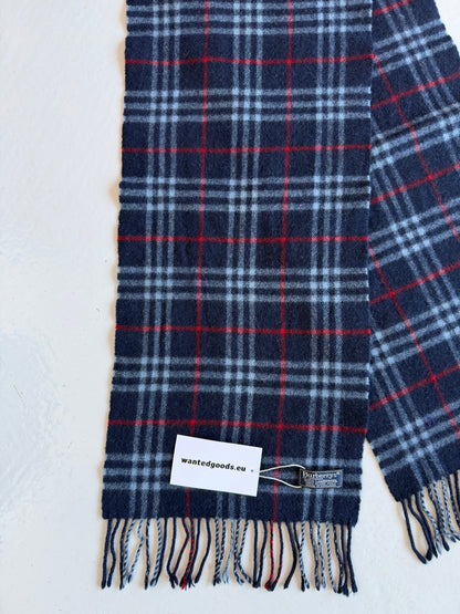 Vintage Burberry navy blue nova check wool scarf