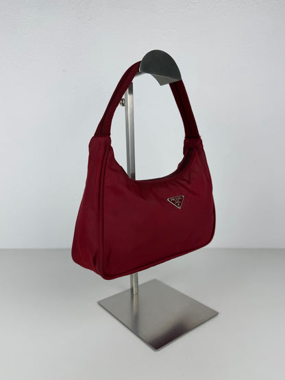 Vintage prada tessuto nylon triangle logo mini hobo bag