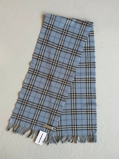Burberry baby blue nova check cashmere scarf