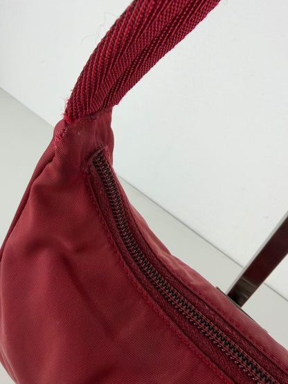 Vintage prada tessuto nylon triangle logo mini hobo bag