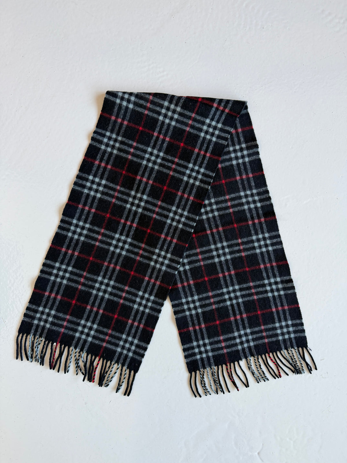 Vintage Burberry black nova check cashmere scarf
