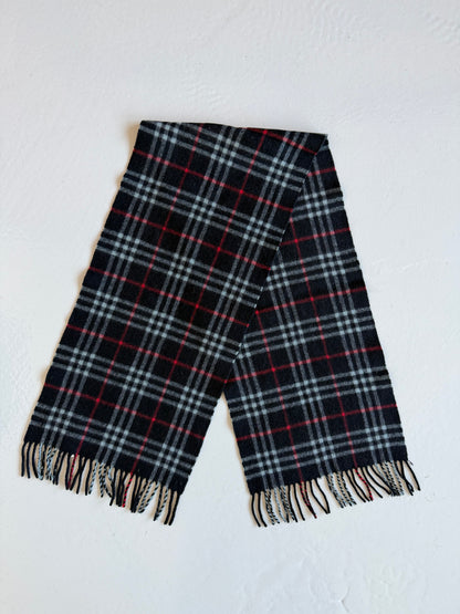 Vintage Burberry black nova check cashmere scarf