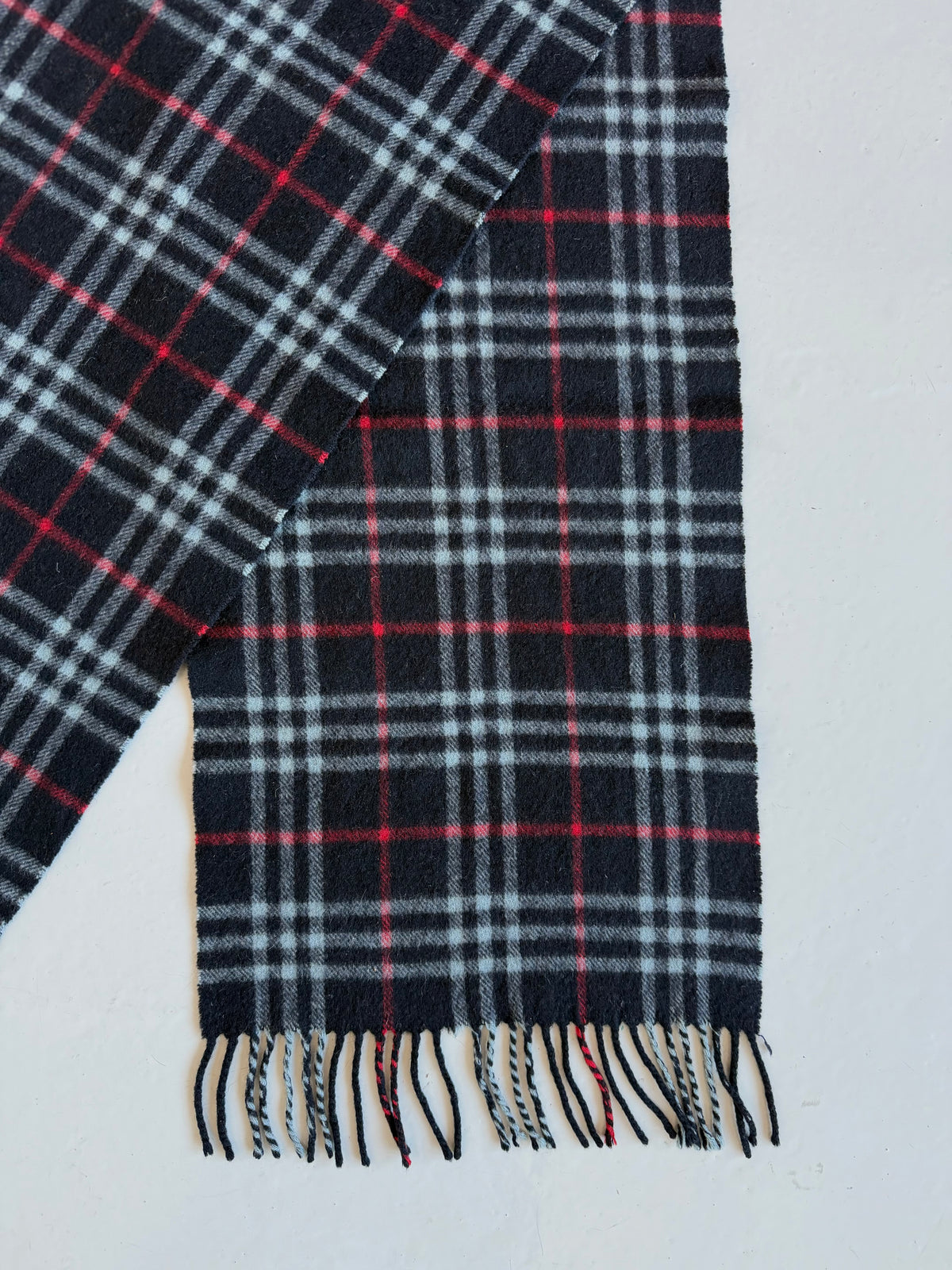 Vintage Burberry black nova check cashmere scarf
