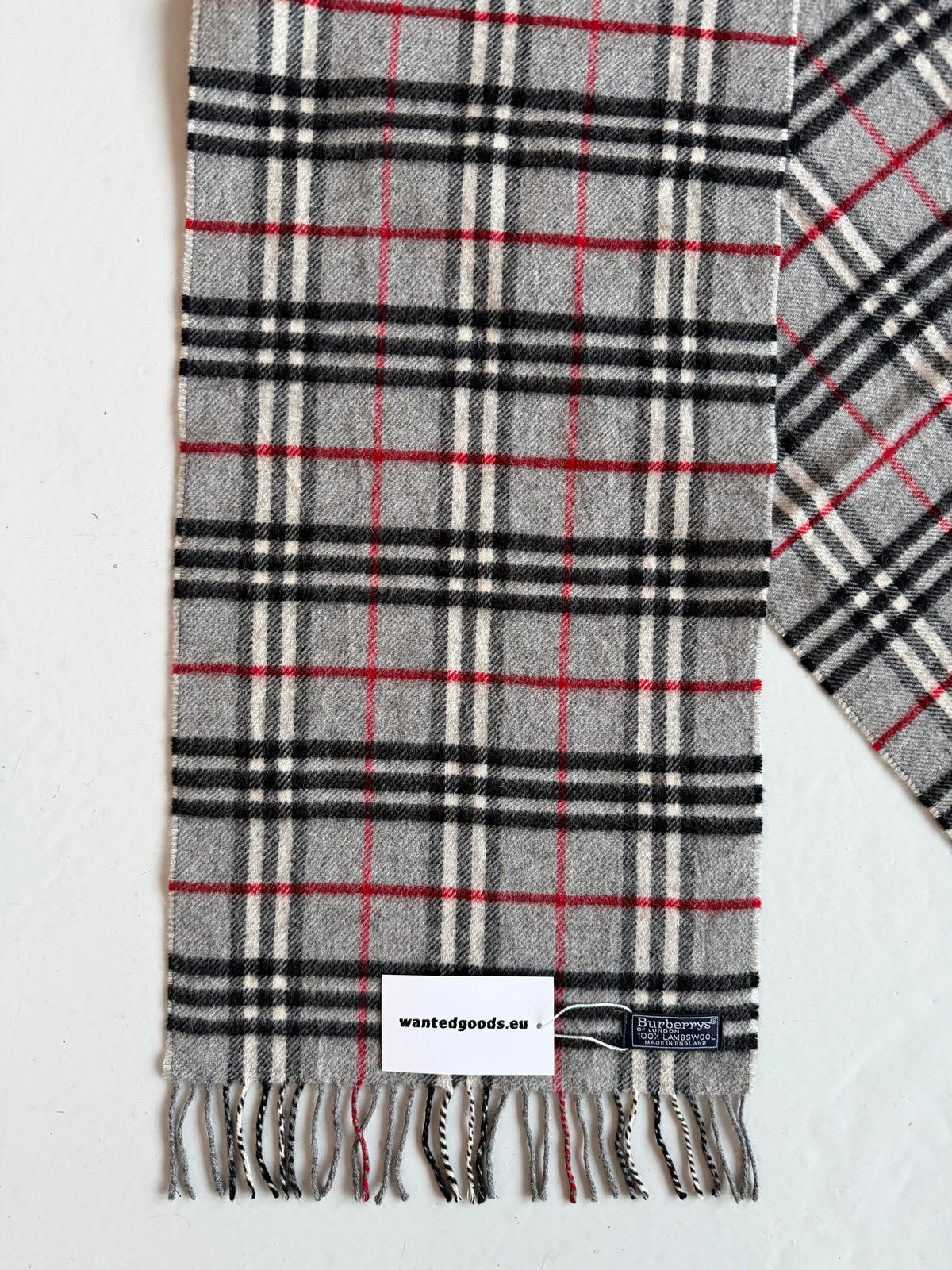 Vintage Burberry gray nova check wool scarf