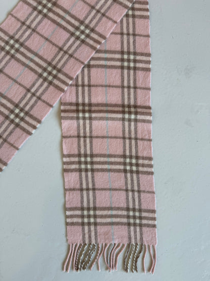 Vintage Burberry pink nova check wool scarf