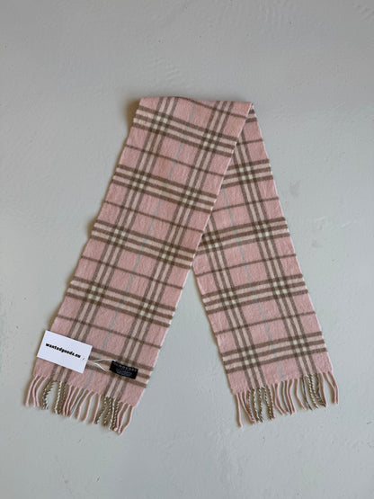 Vintage Burberry pink nova check wool scarf