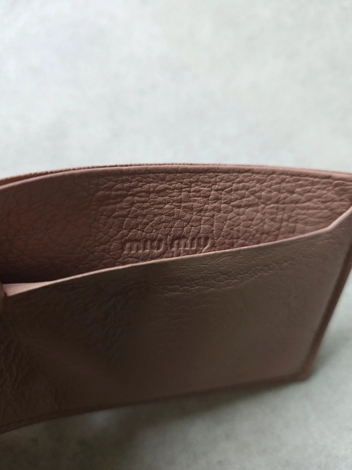 Miu miu leather bow cardholder in dusty pink