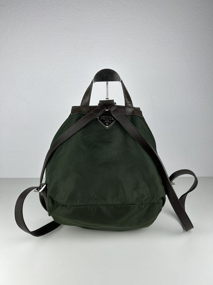 Vintage Prada nylon and leather triangle logo cargo backpack