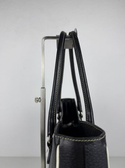 Vintage Prada leather triangle logo tote bag