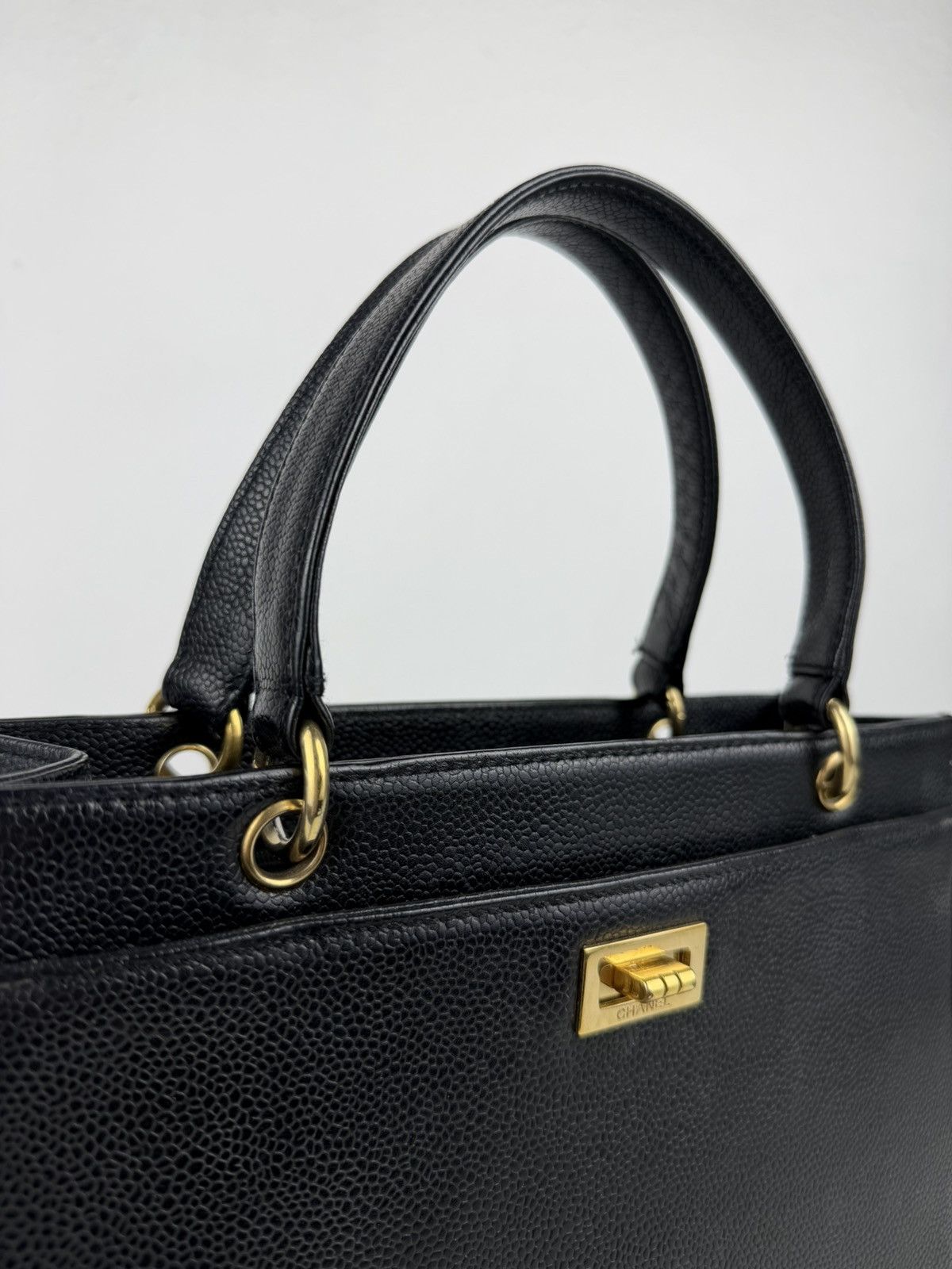 Vintage Chanel caviar 2.55 executive tote mini size