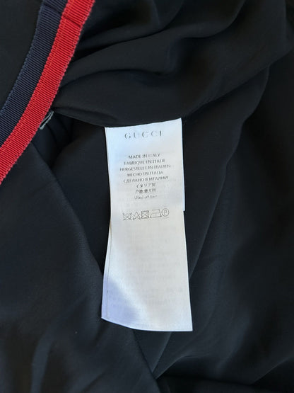 2017 Gucci ribbon trim short sleeve wool and silk mini dress
