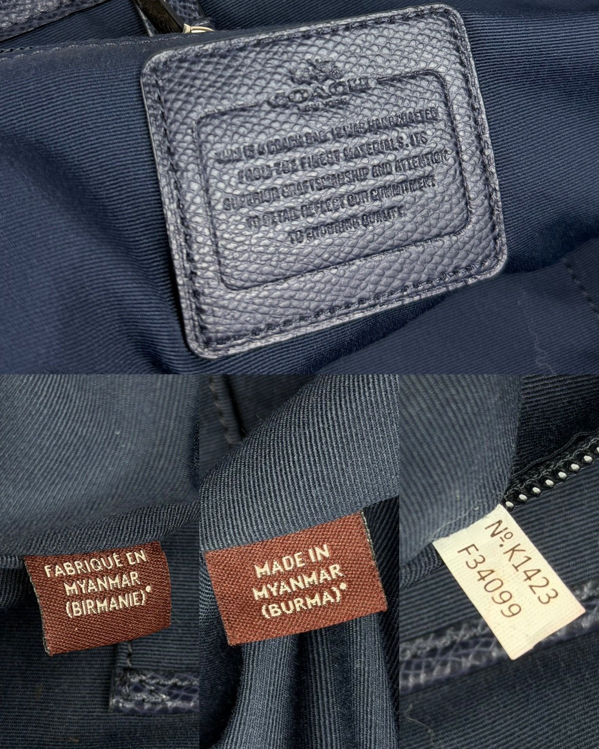 Coach crossgrain leather taxi tote dark navy