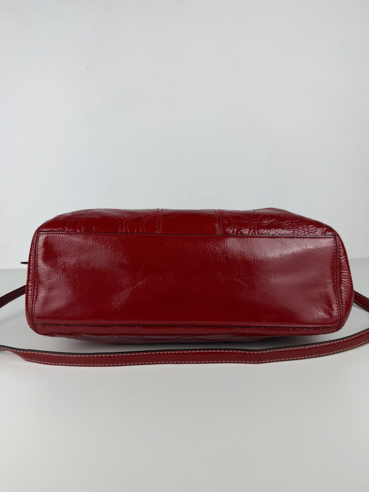 Coach signature patent leather tote bag