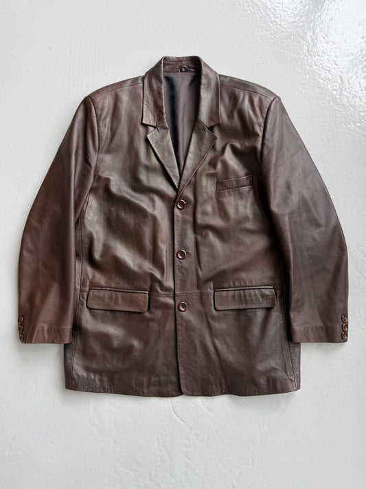 Vintage oversized calf leather blazer