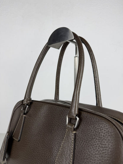 Prada saffiano leather triangle logo mini bowling bag
