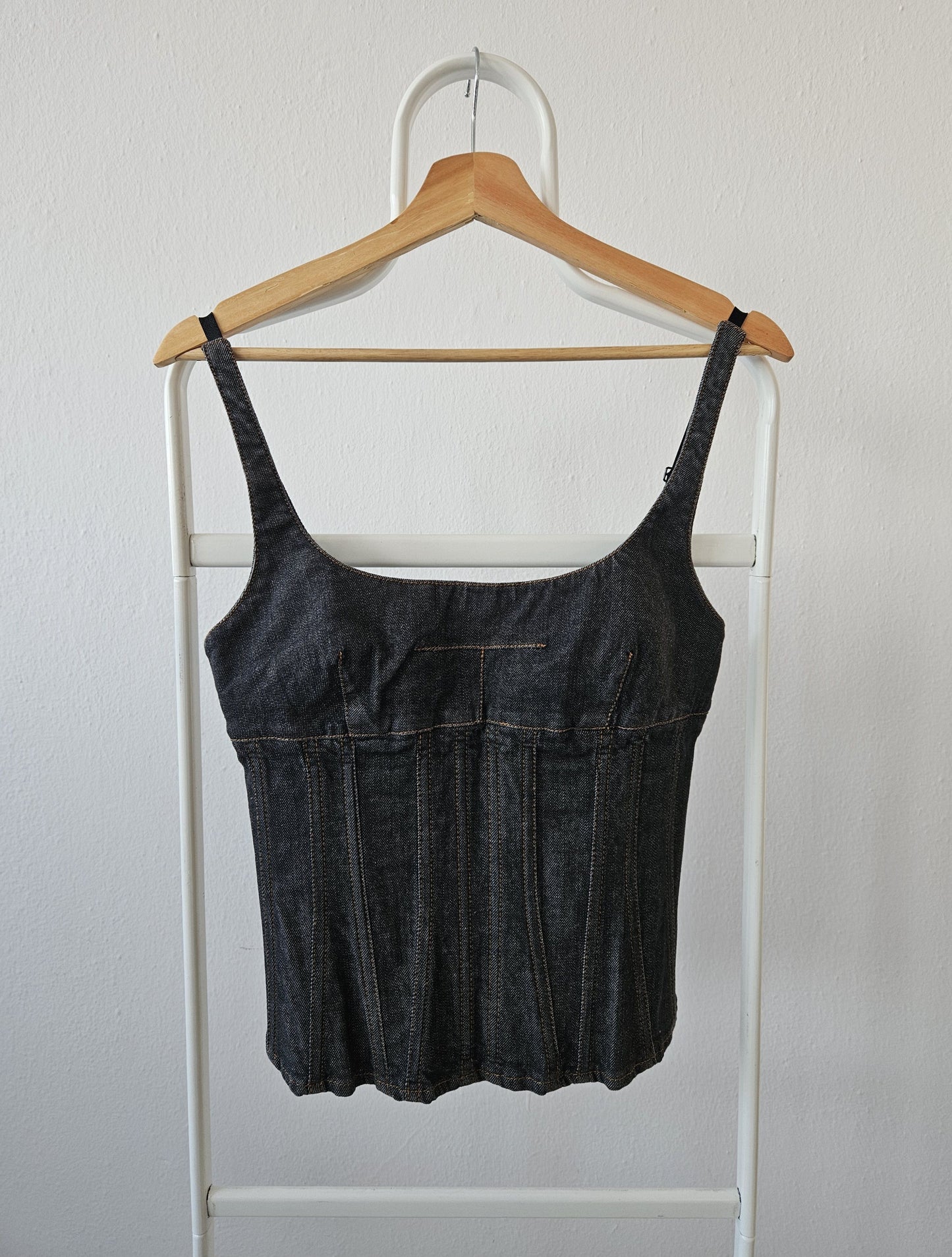Archive y2k Dolce gabbana denim pleated corset top