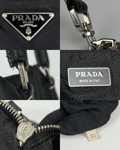 Prada tessuto nylon triangle logo tote bag