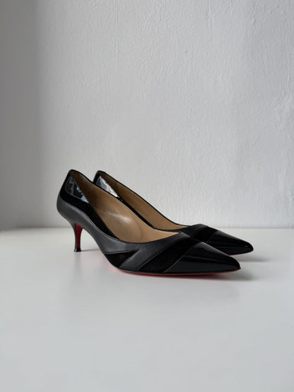 Christian Louboutin eklectica 55 mixed leather kitten heels