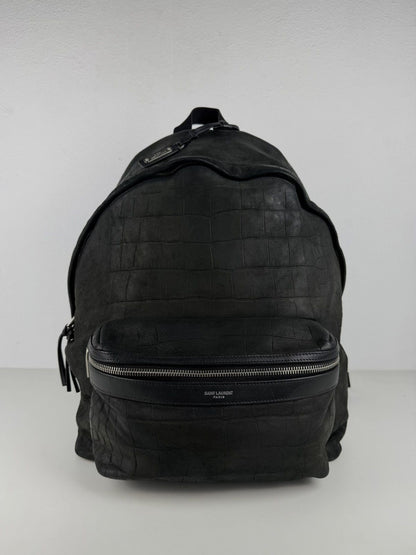 2021 Saint Laurent croc embossed leather city backpack
