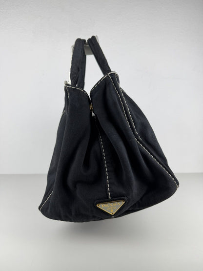 Prada canapa large canvas tote bag