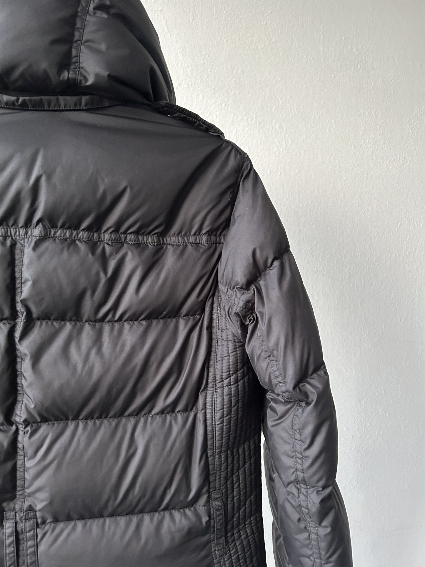 Burberry long hooded puffer coat