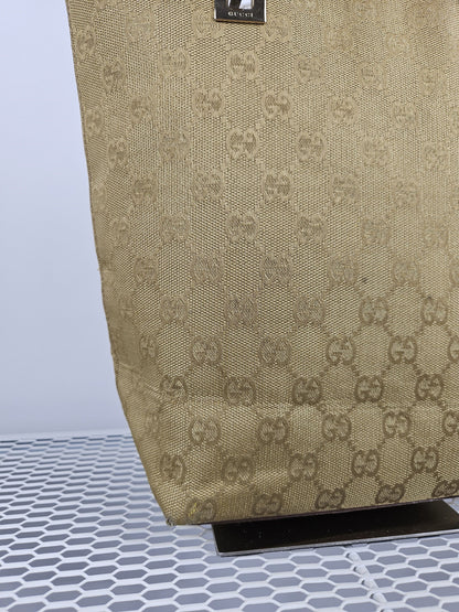 Vintage y2k Gucci gg monogram canvas gold tote bag