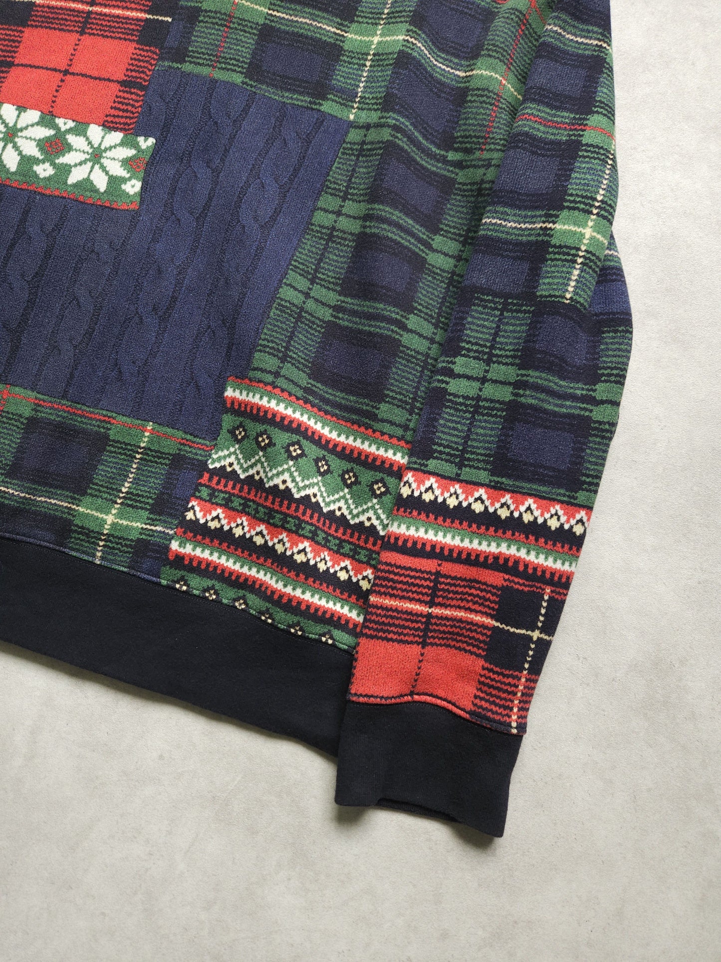 Ralph lauren patchwork print fleece lined zip hoodie