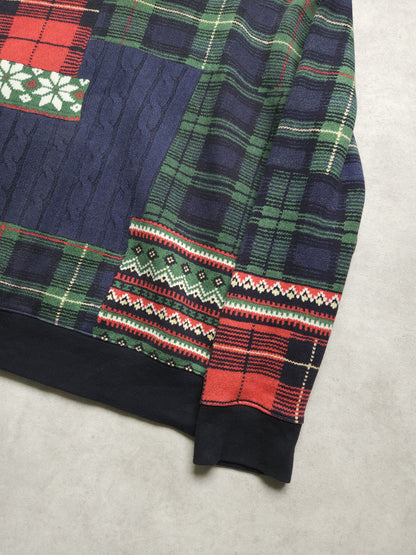 Ralph lauren patchwork print fleece lined zip hoodie