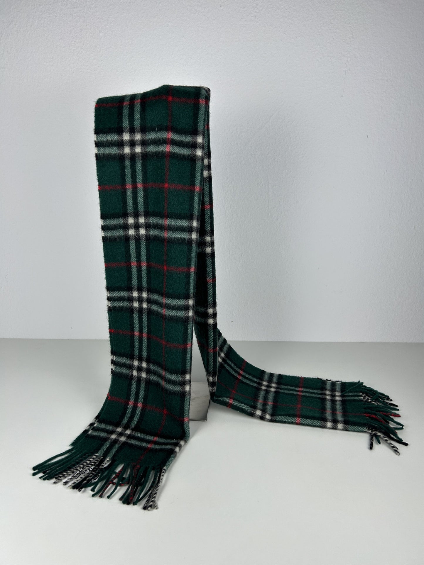 Vintage Burberry green nova check cashmere scarf