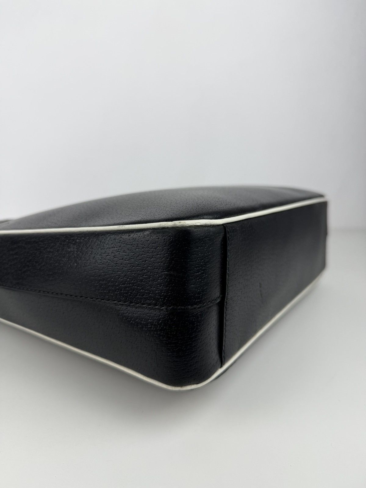 Vintage Prada leather triangle logo tote bag