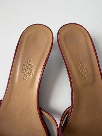 Hermes Kiton open toe kitten heel mules