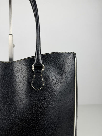 Vintage Prada leather triangle logo tote bag
