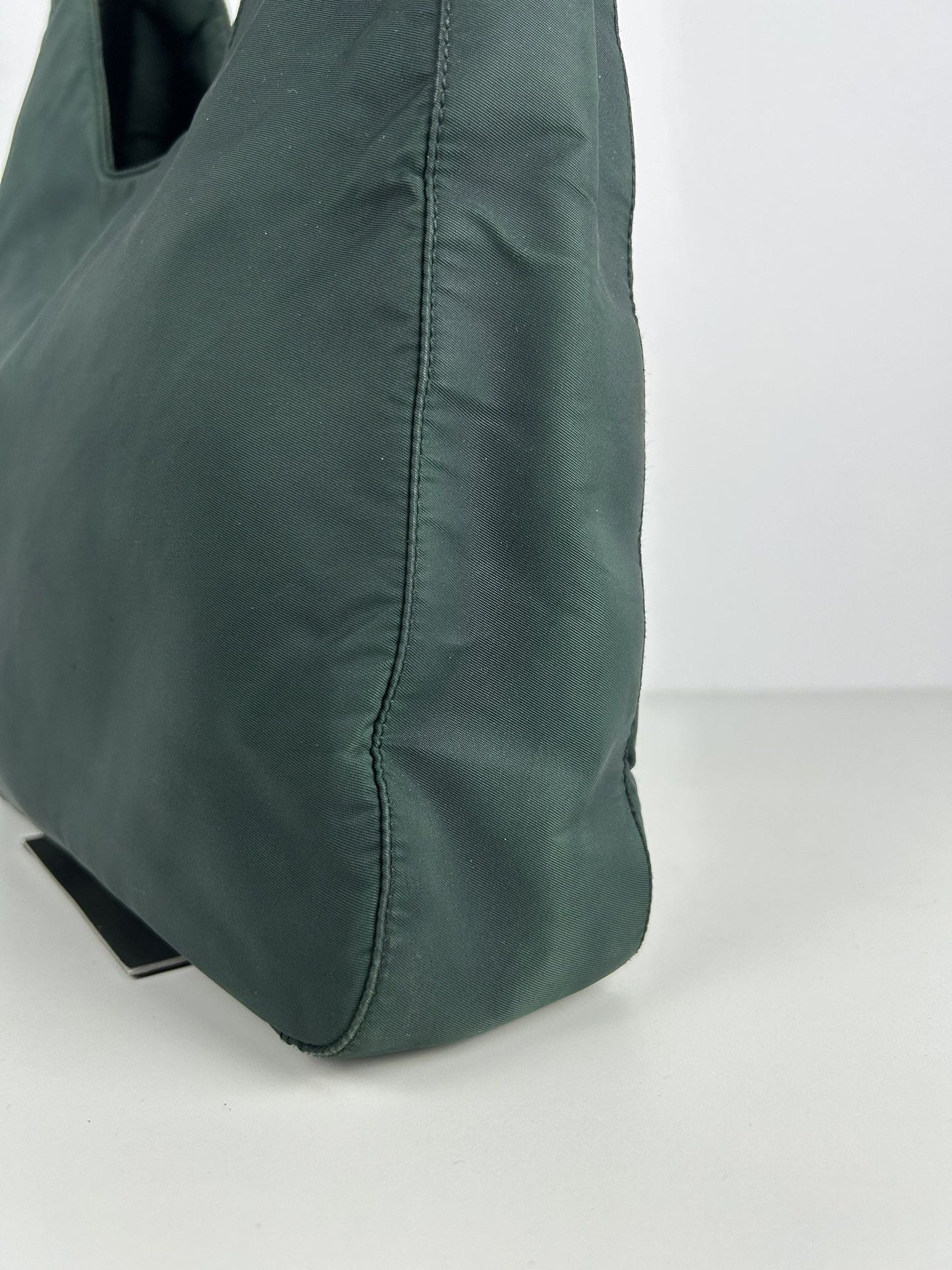 Vintage 90s Prada nylon triangle logo hobo handbag