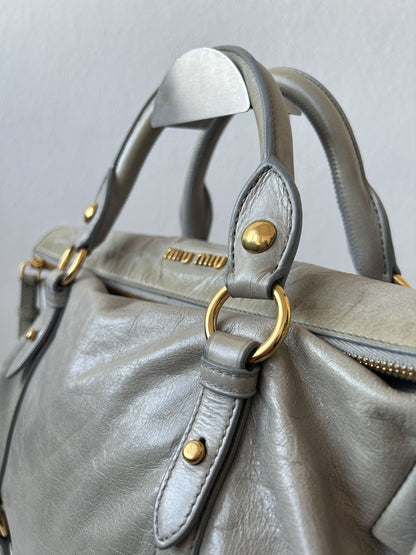 Miu miu vitello bow bag in blueish gray