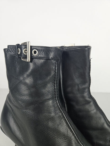 Archive Prada lamb leather kitten heel buckled ankle boots