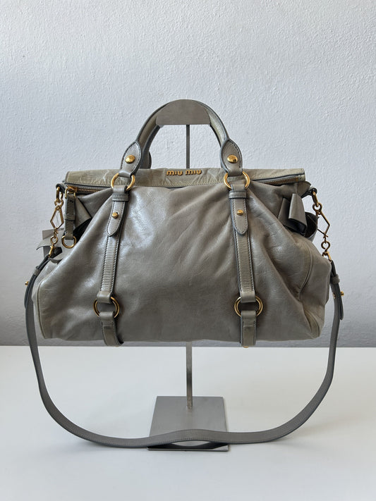 Miu miu vitello bow bag in blueish gray