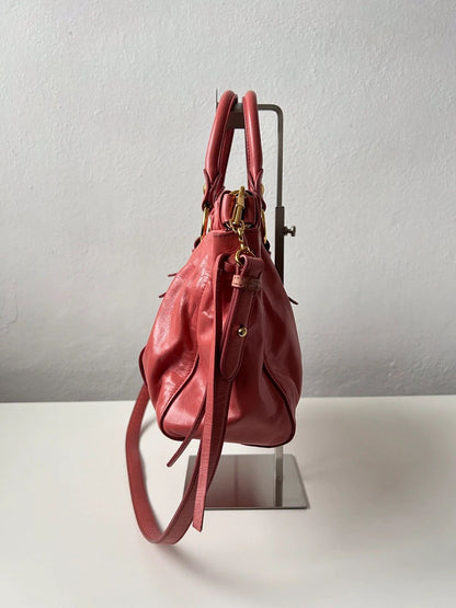 Miu miu vitello bauletto aperto handbag in coral pink