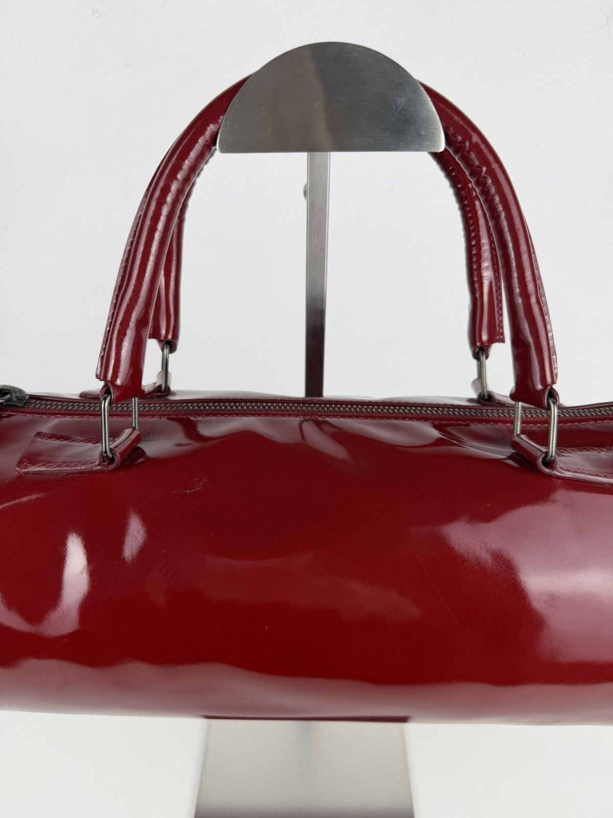 Vintage 90s Miu Miu patent leather cylindrical handbag