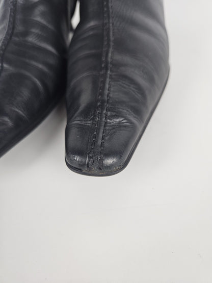 Archive Prada lamb leather kitten heel buckled ankle boots