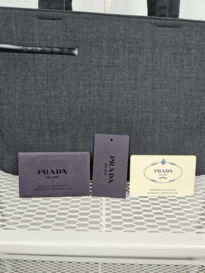 Archive AW1999 prada sport black tab wool and nylon tote bag