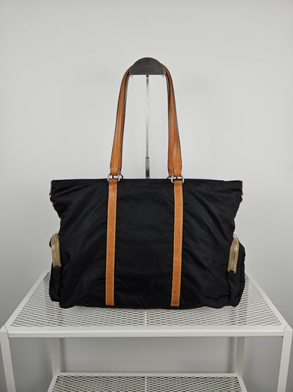 Archive miu miu nylon leather tote bag with cargo pockets