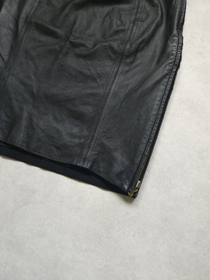 Gianni Versace Couture leather and wool zip off pencil skirt