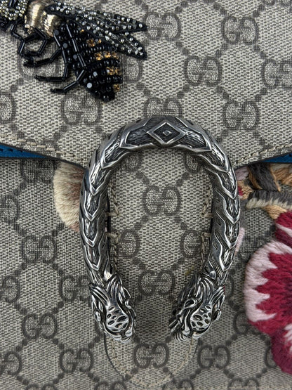Gucci GG supreme Dionysus large with embroidered bee snake & flowers