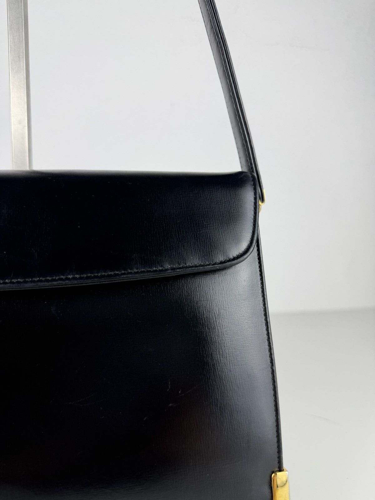 Vintage 70s Dior box calf leather shoulder bag