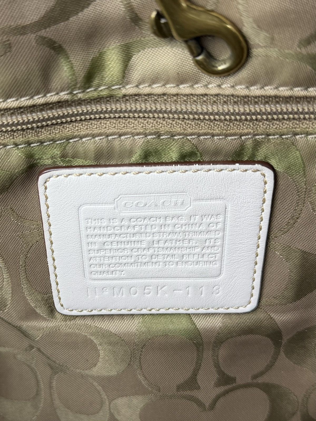 Coach legacy raffia and leather tote bag