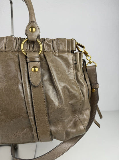 Miu Miu vitello bauletto aperto gathered leather handbag