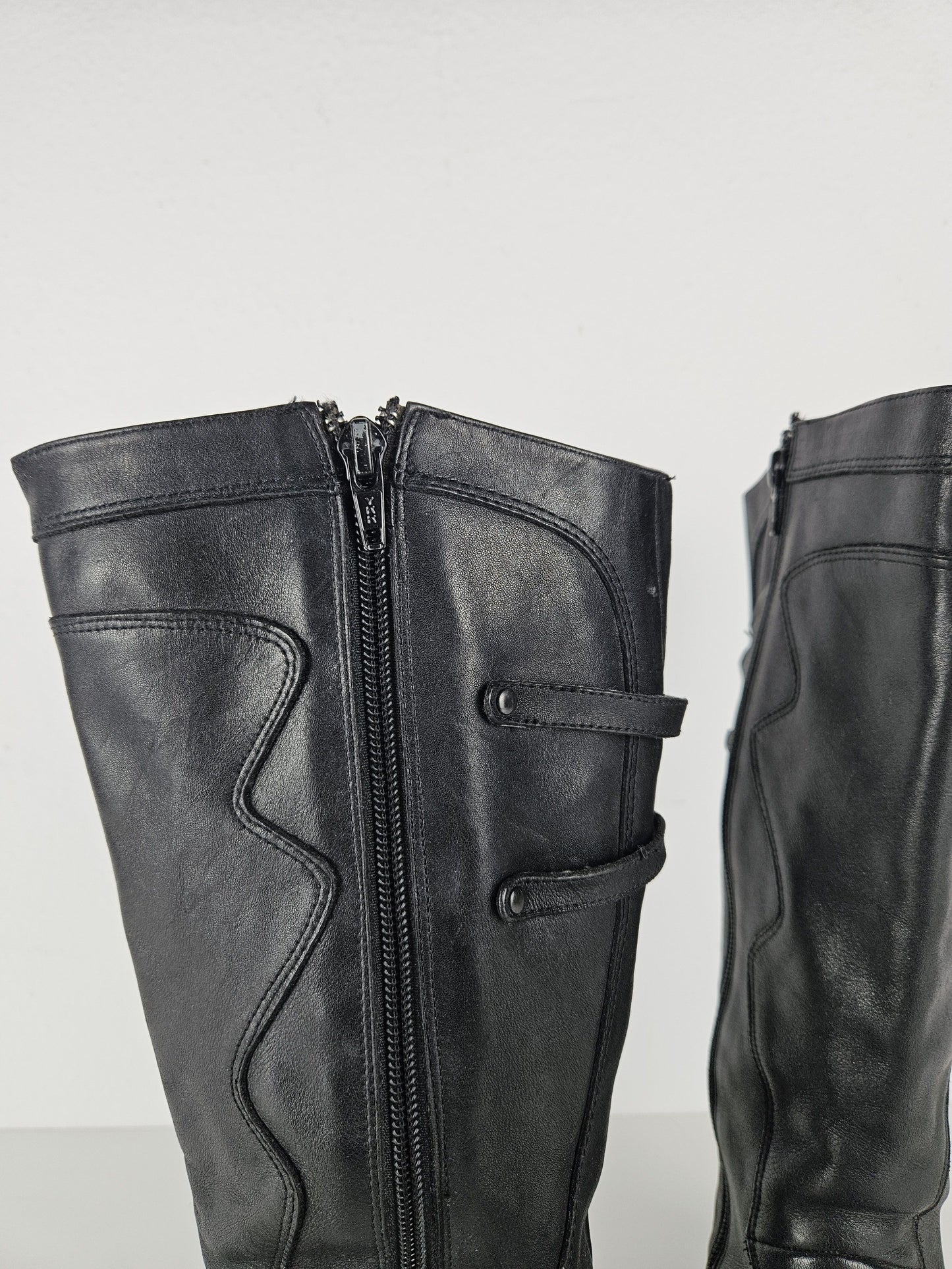 Vintage y2k avant garde leather biker boots