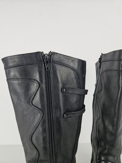 Vintage y2k avant garde leather biker boots