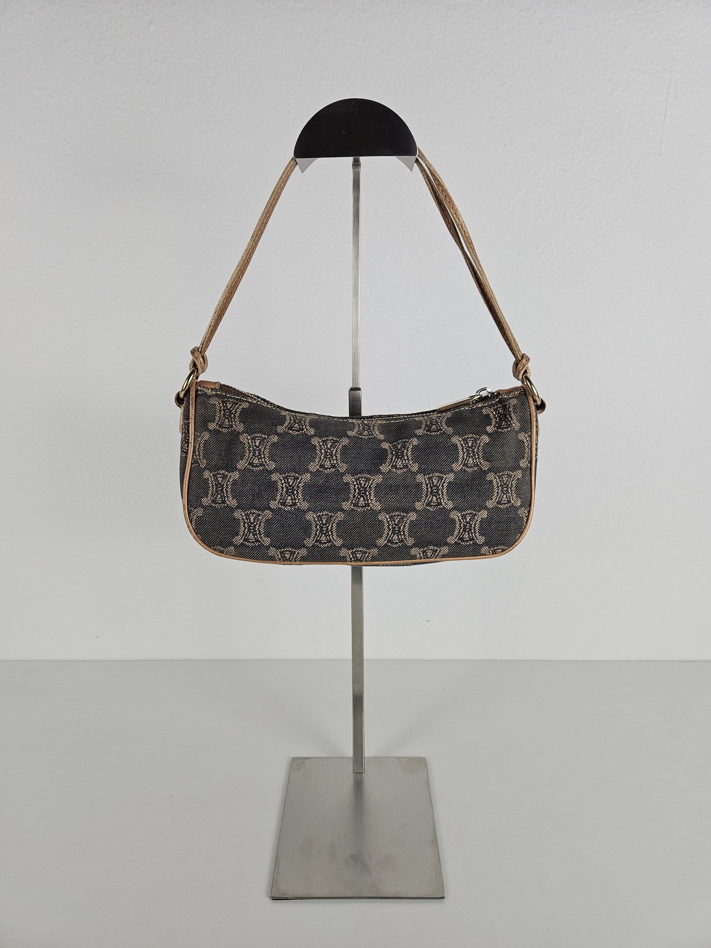 Vintage celine triomphe denim mini handbag pochette baguette